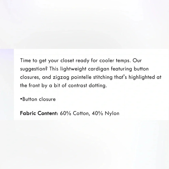 Current Air Button Cardigan NWT - Picture 5 of 6